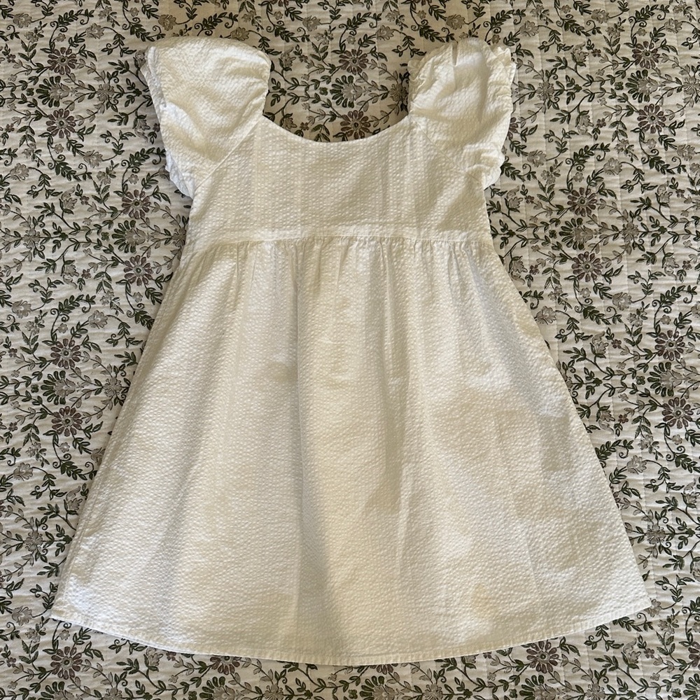 Janie and Jack Seersucker Puff Sleeve White 100% Cotton Dress Toddler Girl Sz 4